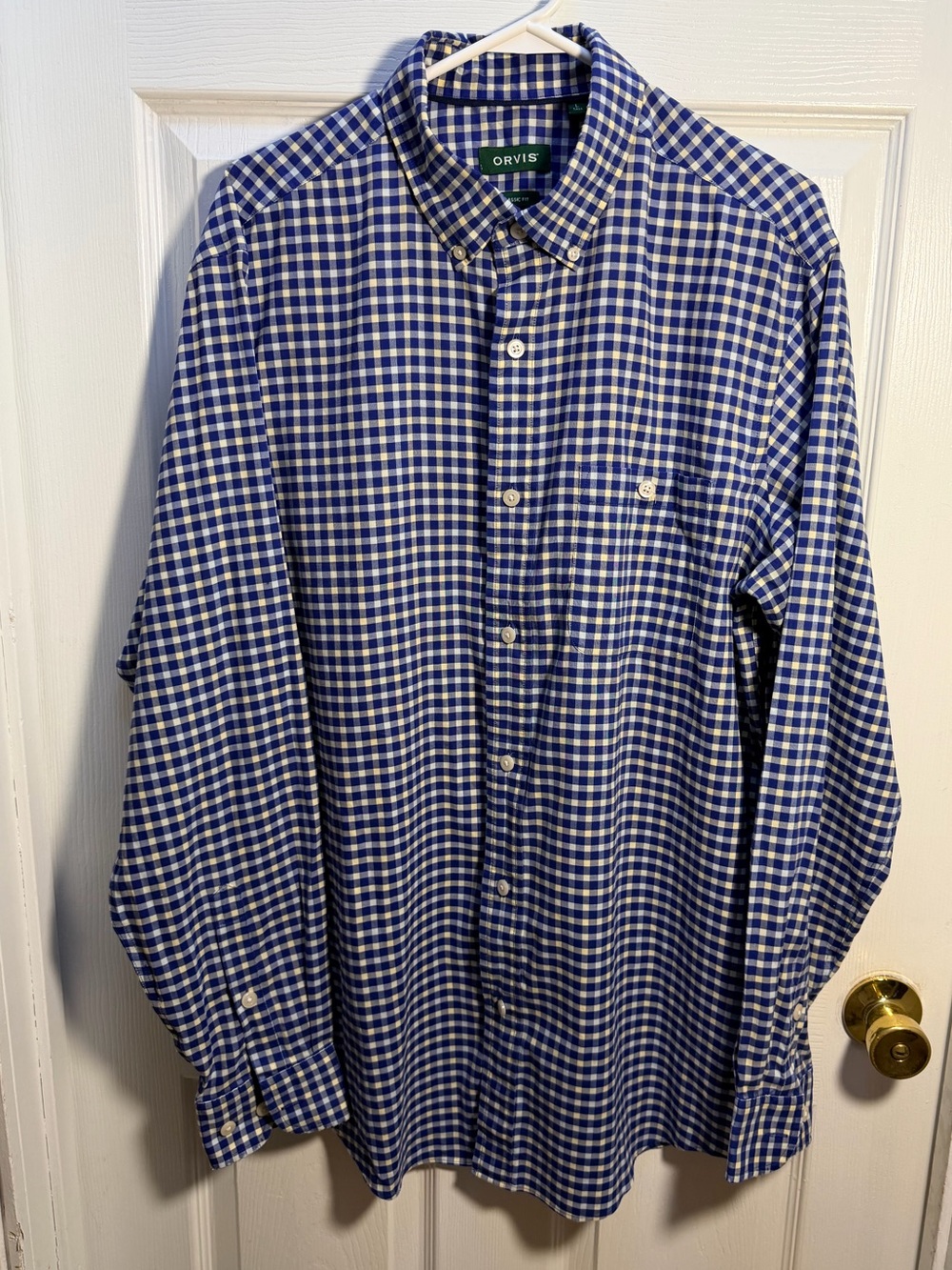 Orvis Blue and White Gingham Button-Down Shirt